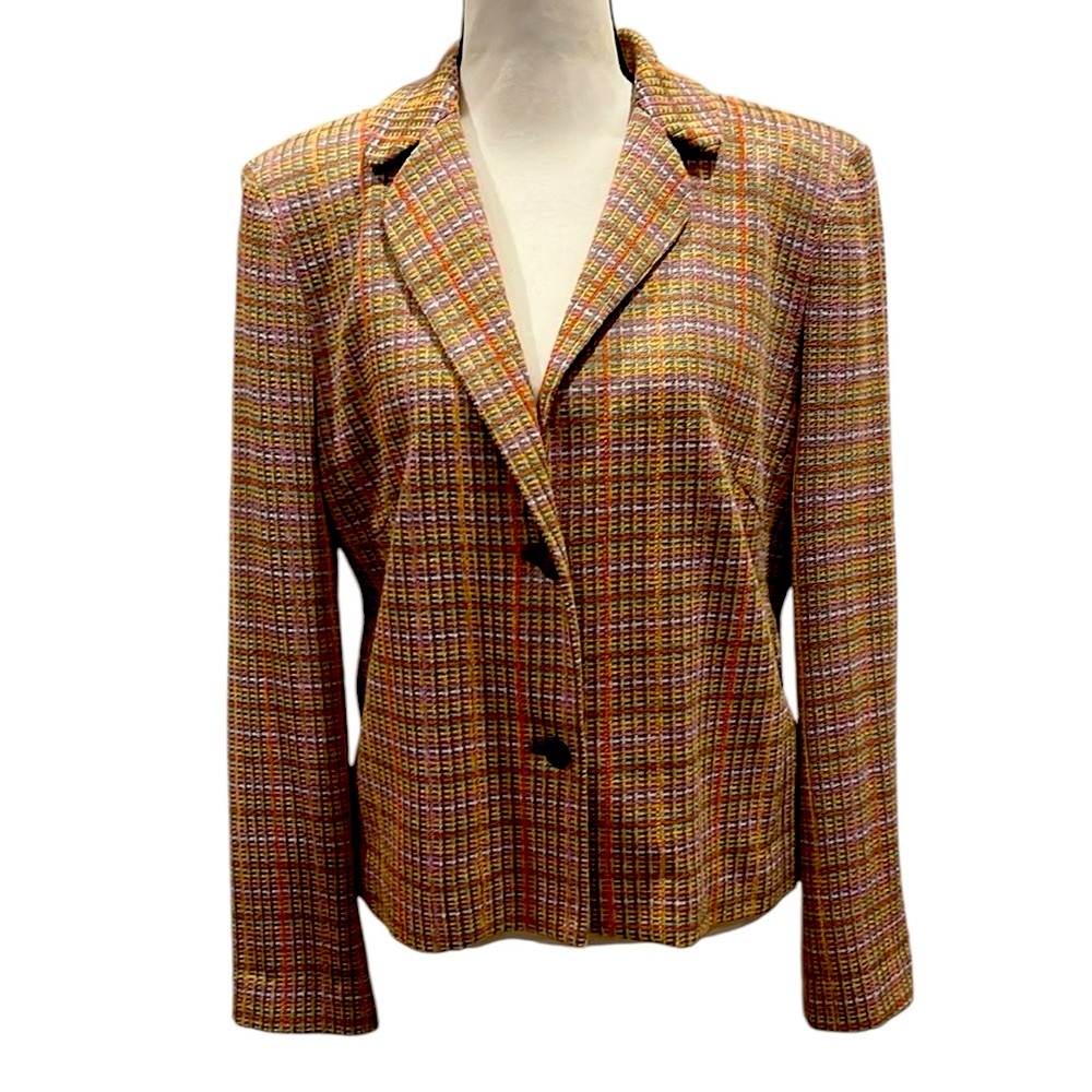 Segrid Olsen Plaid Blazer Jacket Medium
Silk Blend Paisley Lining Lavender Gray